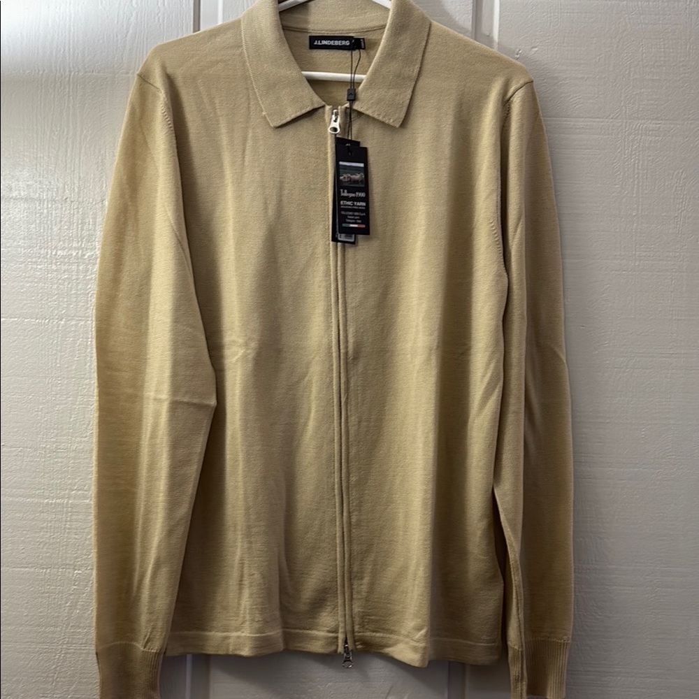 J. Lindeberg Tan Zip Up Sweater cardigan. NWT